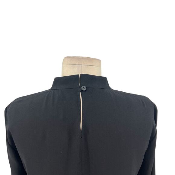 Eileen Fisher Pullover Blouse‎ Top Long Sleeve Mock Neck Silk Black Size XXS - Picture 8 of 13